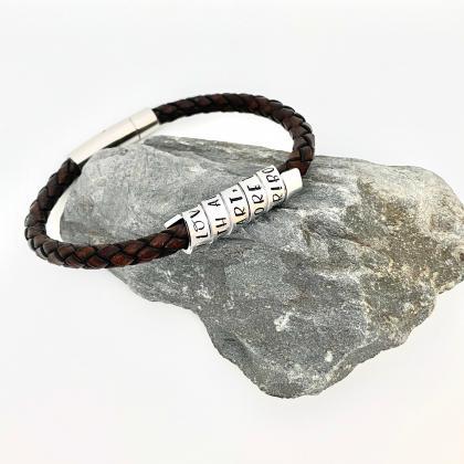Hand Stamped Leather Bracelet, Gift For Husband,..