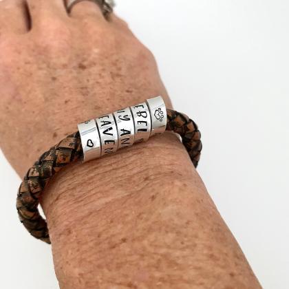 Hand Stamped Leather Bracelet, Gift For Husband,..