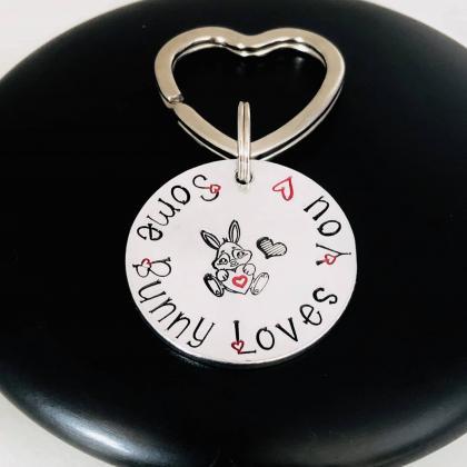 Some Bunny Loves You Keyring Keychain, Valentines..
