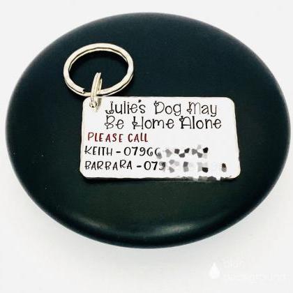 Personalised Pet Safety Keyring, Pets Home Alone..