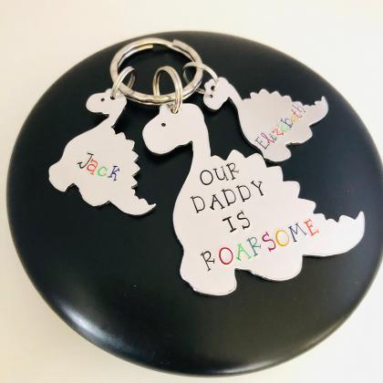 Personalised Dinosaur Keyring, Gift For Daddy,..