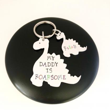 Personalised Dinosaur Keyring, Gift For Daddy,..