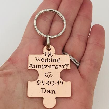 1st Anniversary Keyring, Special Name And Date..
