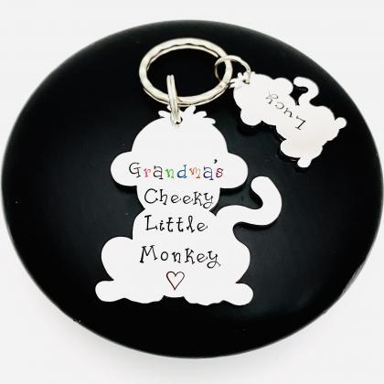 Personalised Monkey Keyring, Gift For Grandma,..