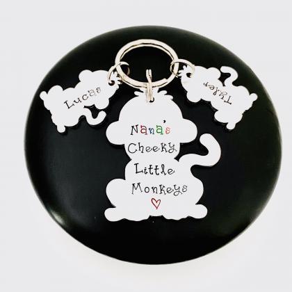 Personalised Monkey Keyring, Gift For Grandma,..