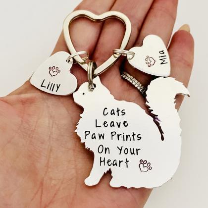 Cat Memorial Keyring, Personalised Cat Lover Gift,..