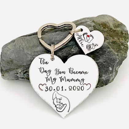 The Day You Became My Mummy Keyring, Mummy Gift,..