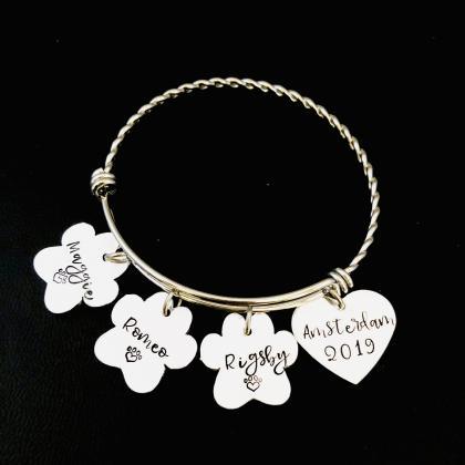 Personalised Pet Memorial Bracelet, Paw Print..