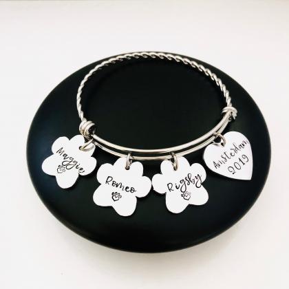Personalised Pet Memorial Bracelet, Paw Print..