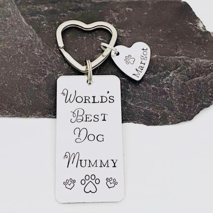 World's Dog Mummy Keyring, Hand..
