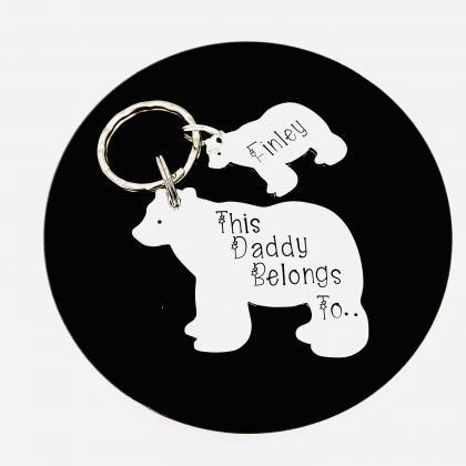 This Daddy Belongs To Keyring, Hand Stamped Daddy..