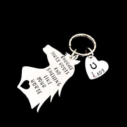 Personalised Horse Lover Gift, Equestrian Keyring,..