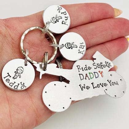 Born To Ride With Daddy Keyring, Personalised..