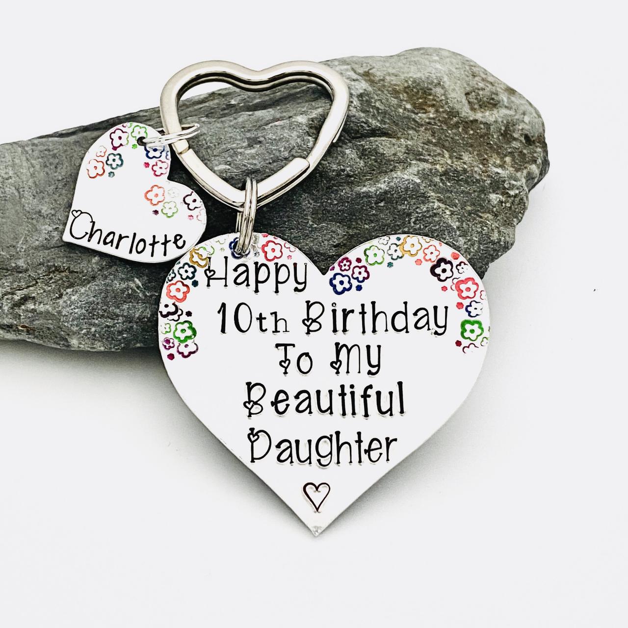 Personalised Birthday Keyring For Daughter, 10th 18th Birthday Gift, Heart Keychain, Personalized Daughter keychain, Special Birthday Gift