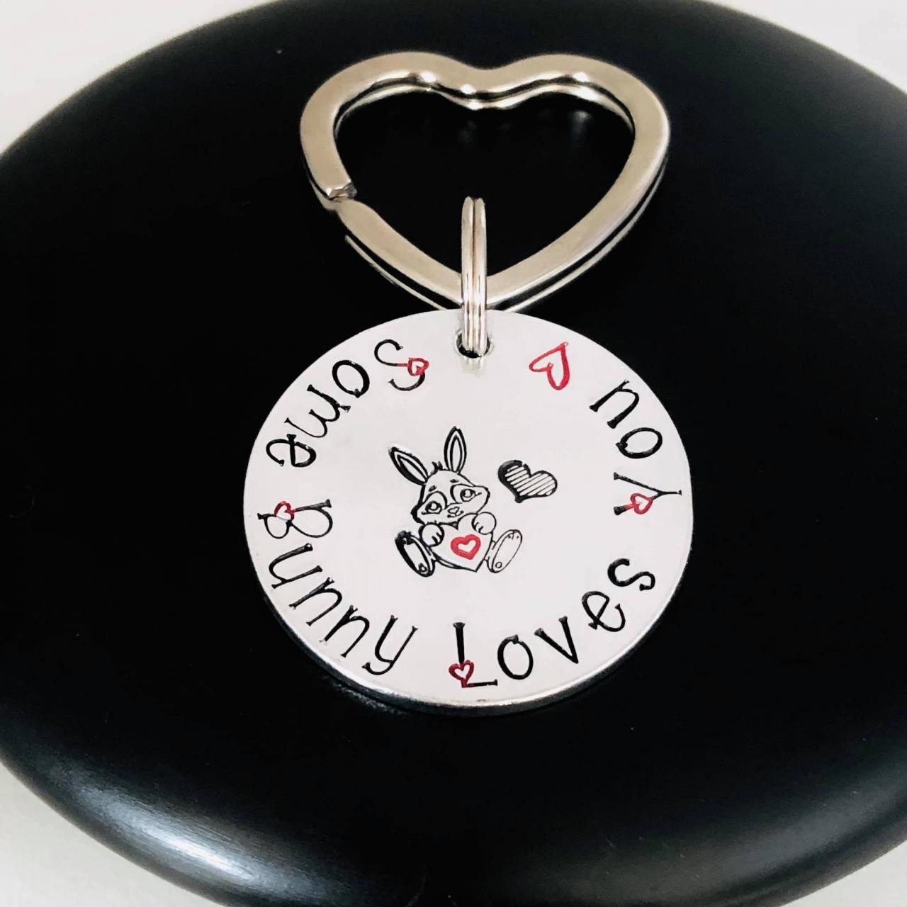 Some Bunny Loves You Keyring Keychain, Valentines Gift, Couples Gift, Anniversary Gift, Girlfriend Boyfriend Gift, Personalised Rabbit Gift