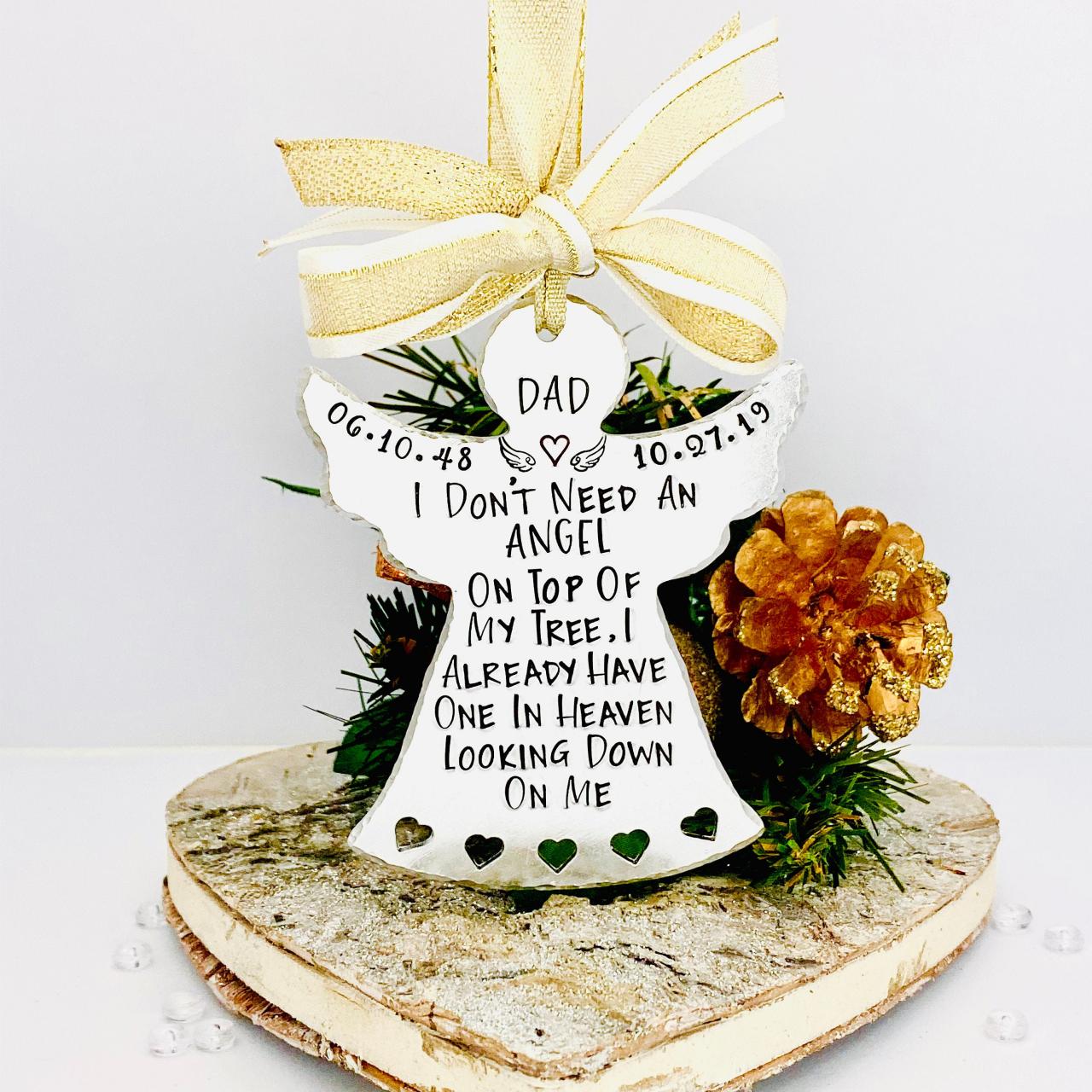 Personalised Dad Christmas Decoration, Angel Wings, Dad Memorial Gift, Christmas Ornament, Mum Memorial, Family Memorial Xmas Decoration
