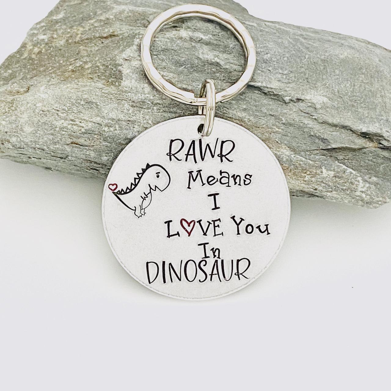 Rawr Means I Love You In Dinosaur, Dinosaur Keyring, Dino Keychain, Valentines Gift, Gift For Husband , Mothers Day Present, Anniversary