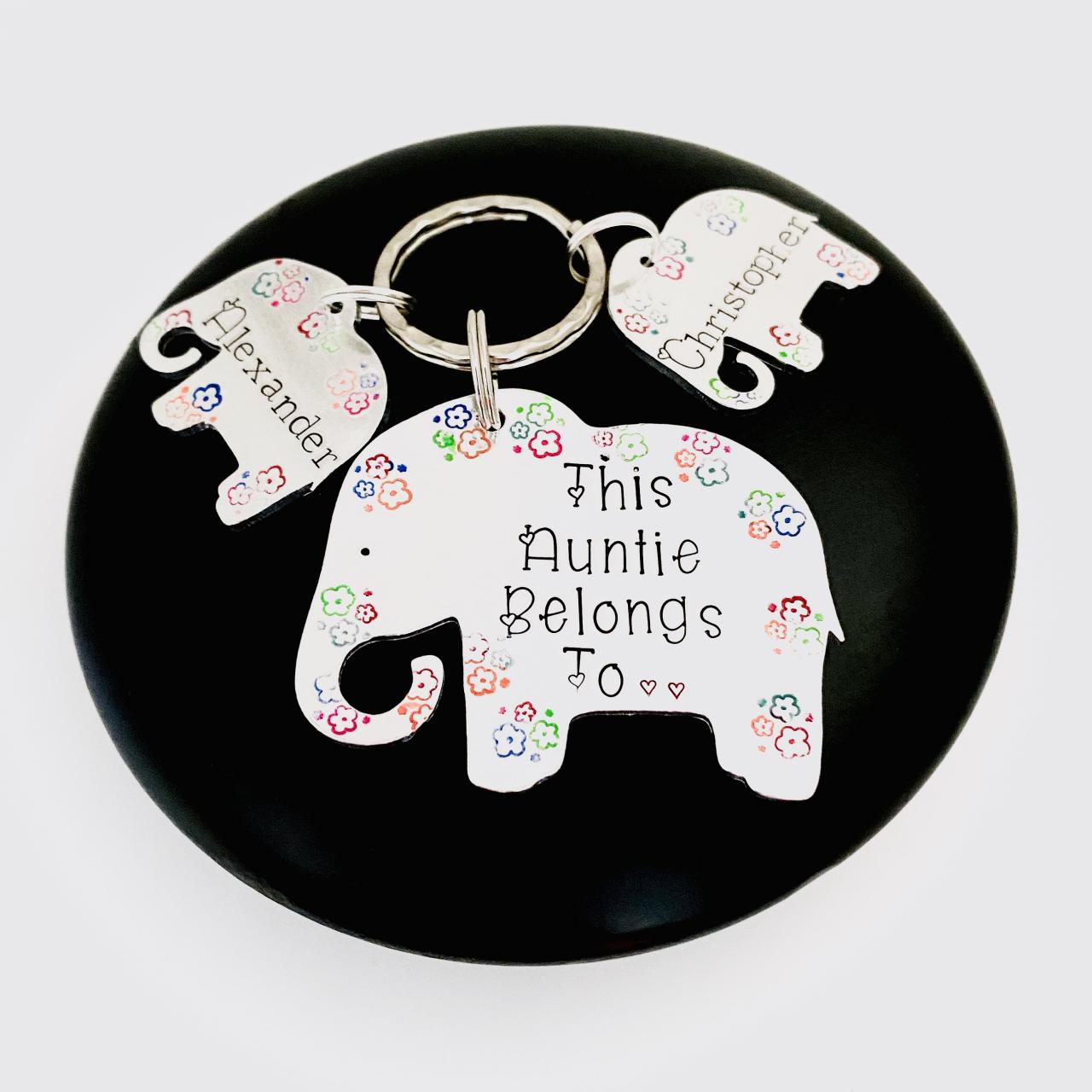 This Auntie Belongs To Keyring, Personalised For Auntie, Family Tree Gift, Auntie Aunty Keychain, Elephant Gift, Personalized Auntie Gift..