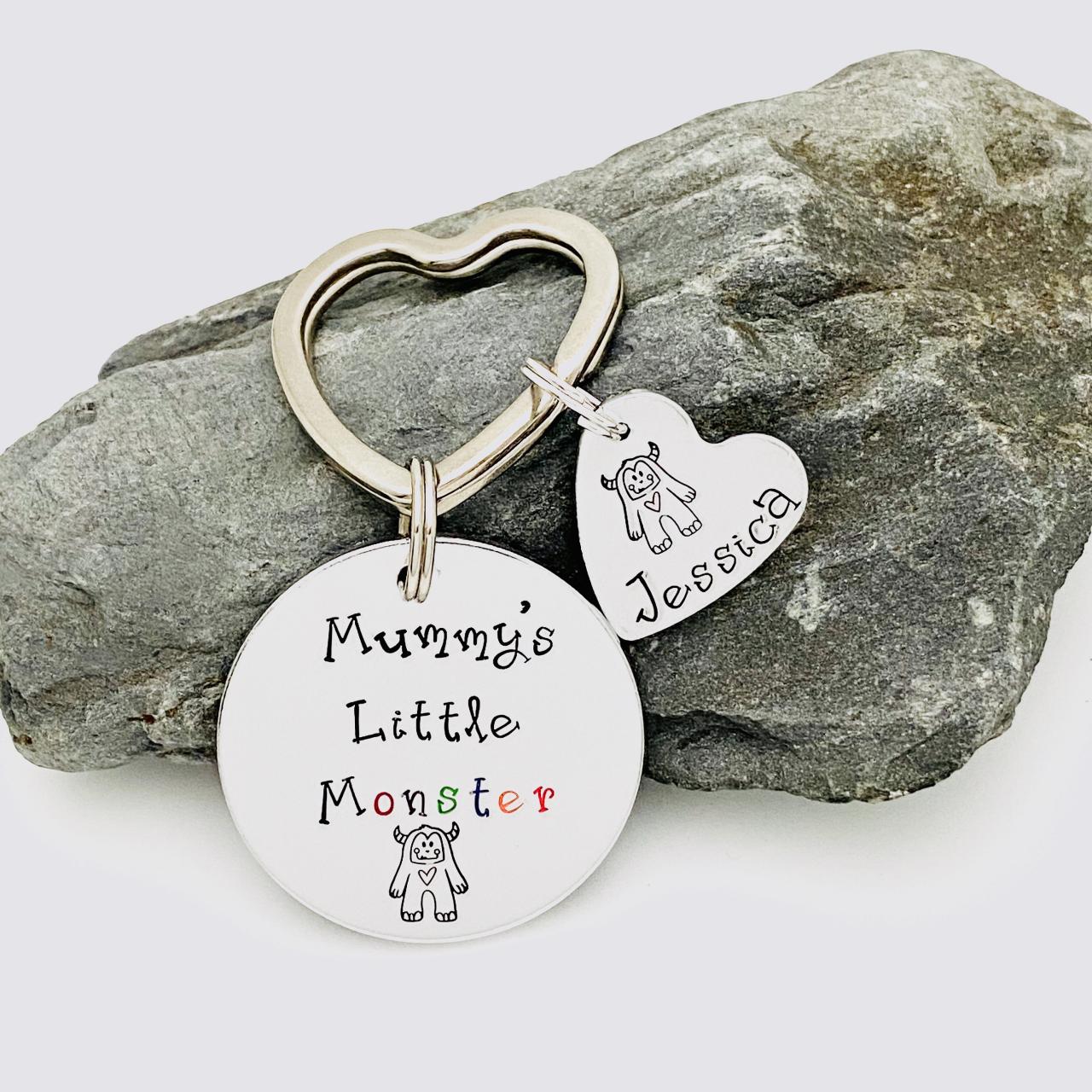 Mothers Day Keyring, Mummy's Little Monster Keychain, Mothers Day Gift, Gift For Nanny, Daddy Keyring, Gift Off The Kids, Name