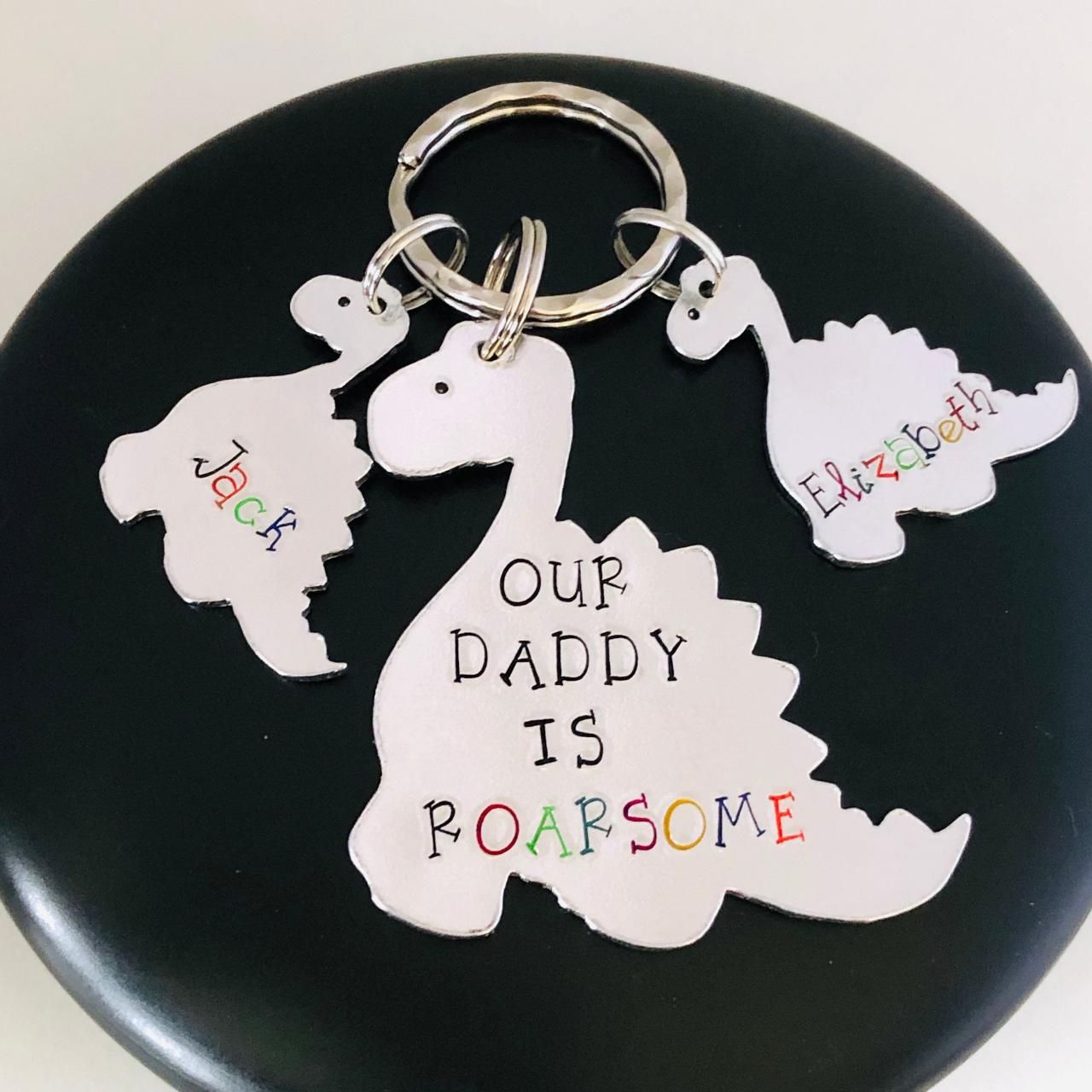 Personalised Dinosaur Keyring, Gift For Daddy, Fathers Day Gift, Rawsome Keyring, Grandad Gift, Personalized Daddy Keychain, Present For Dad..