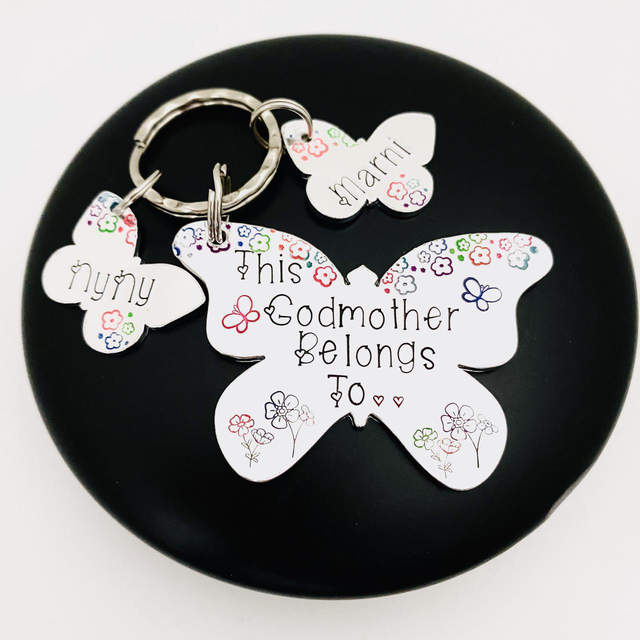 Personalised Godmother Gift, Belongs To Keyring, Godparent Gift, Godmother Keychain, Butterfly Keychain, Gift Off The Kids, Custom Keychain..