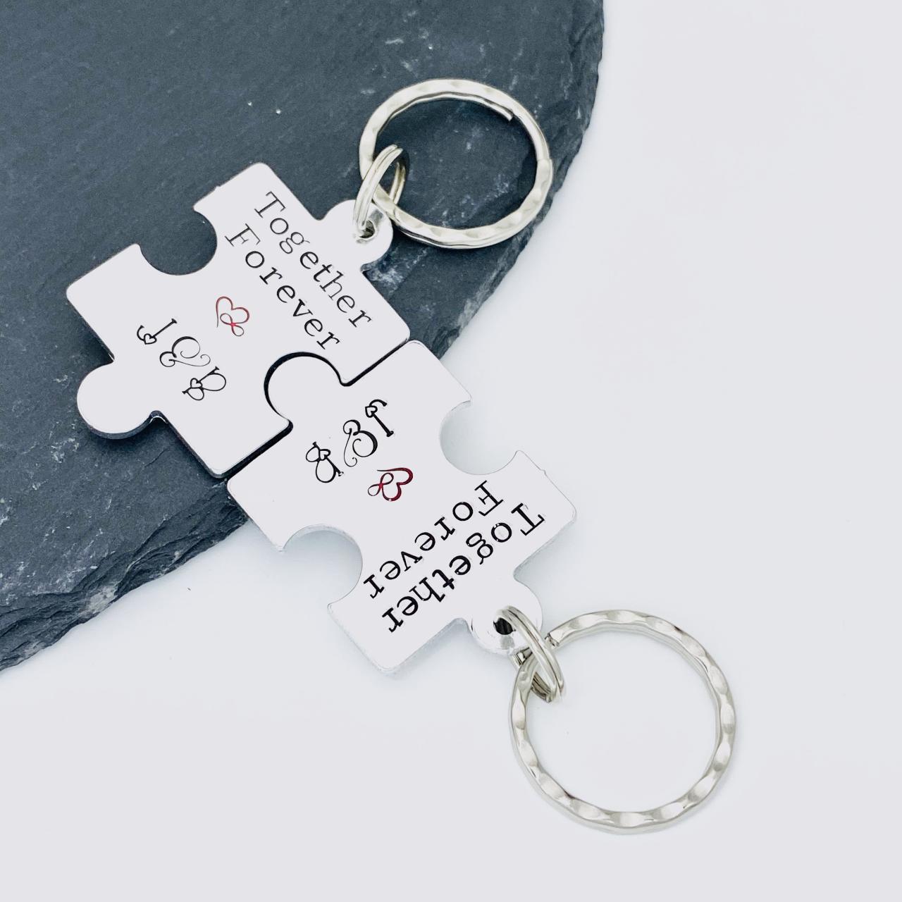 Personalised Jigsaw Keyring Keychain, Anniversary Gift, Engagement Gift, Couples Keychain, His And Hers Gifts, Valentines Gift, Autism Gift..