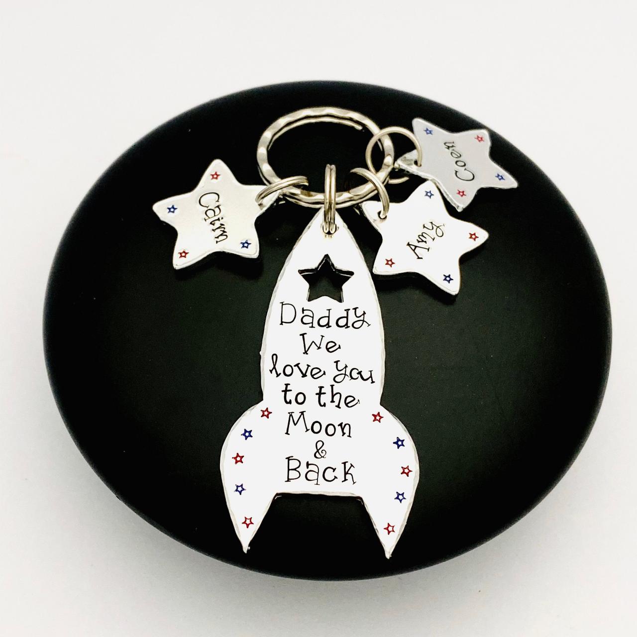 Personalised Gift For Daddy, Fathers Day Gift, Love You To The Moon & Back Dad Keychain, Gift Off The Kids, Daddy Gift, Grandad Gift..