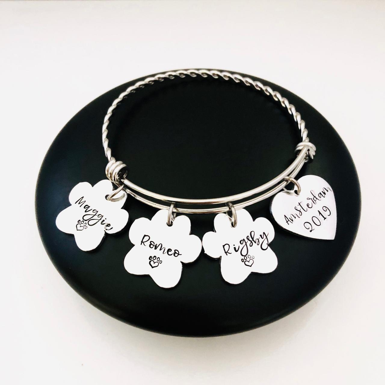 Personalised Pet Memorial Bracelet, Paw Print Gift, Pet Name Jewellery, Pet Keepsake Gift, Animal Lover Gift, Dog Cat Lover Gift, Custom..