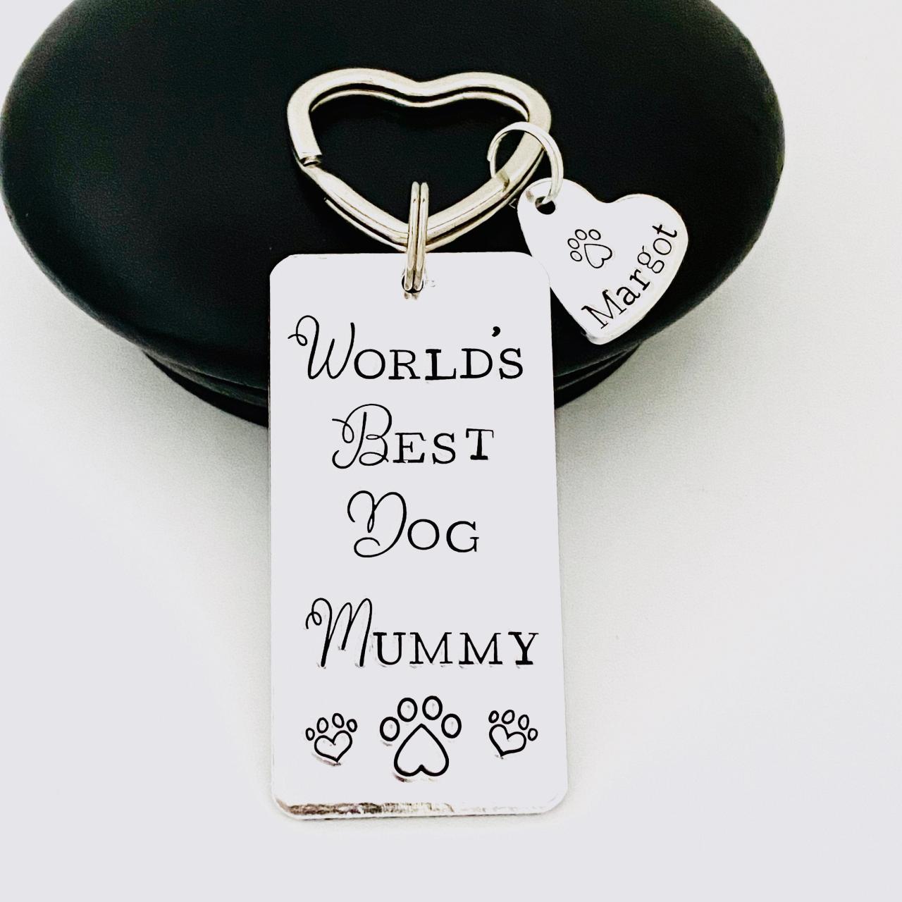 World's Dog Mummy Keyring, Hand Stamped Pet Lover Keychain, Gift For Mummy Off The Dog, Mothers Day Gift, Dog Mum Gift, Nanny