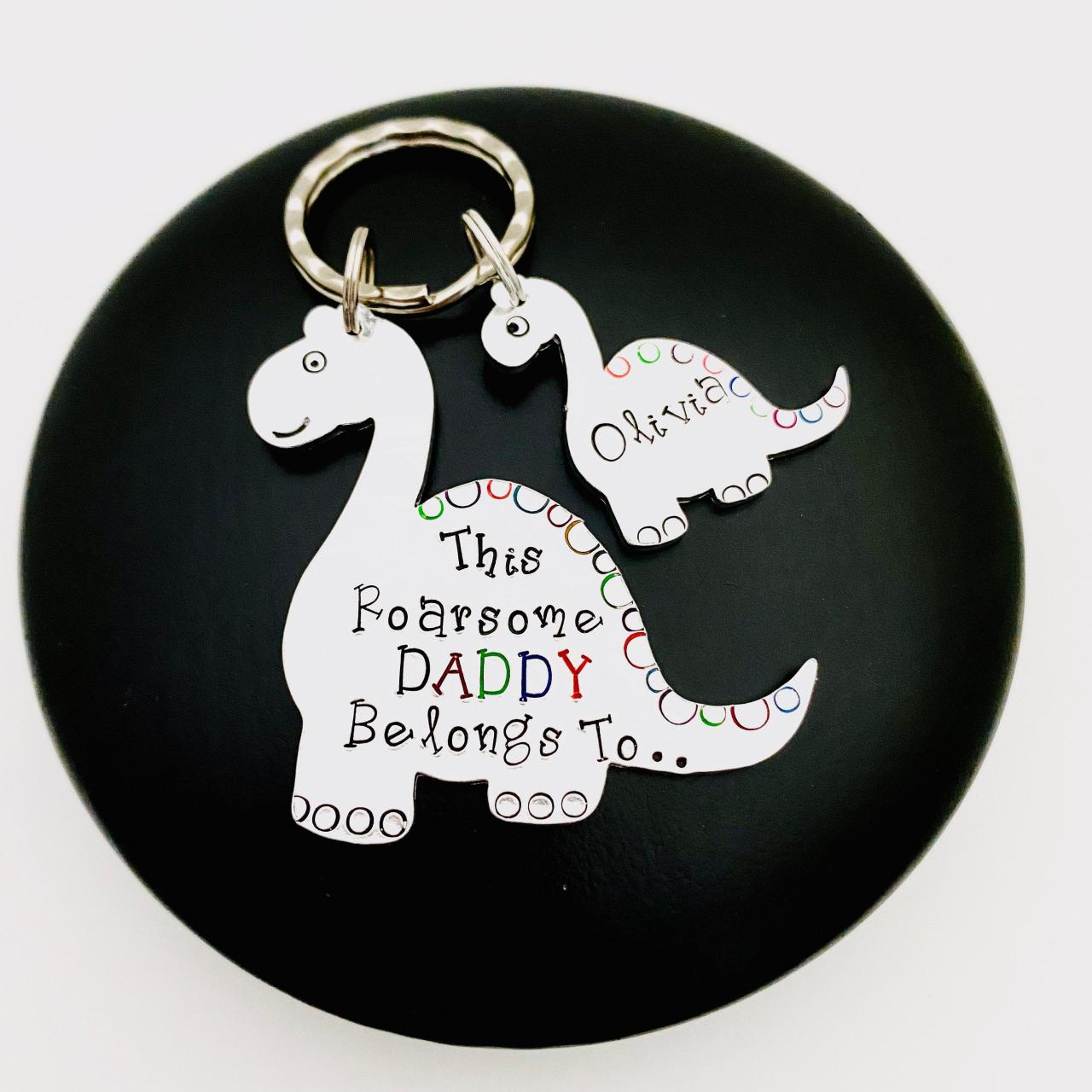 This Roarsome Daddy Belongs To Keyring, Dinosaur Keychain, Fathers Day Gift, Gift For Husband, Personalised Daddy Keychain. Daddy Gift.